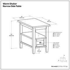 Warm Shaker - Narrow Side Table - Light Brown
