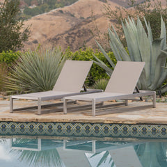 Outdoor Chaise Lounge (Set of 2) With Adjustable Aluminum Frame And Textilene Mesh Seating - Gray