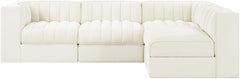 Rummi - Velvet Performance Fabric Upholstered 4 Piece Modular Sectional
