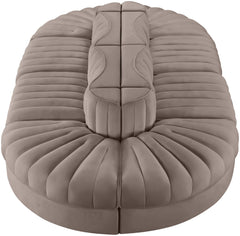 Rummi - Oval Velvet Performance Fabric Upholstered 8 Piece Modular Sectional