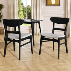 Mid Century Dining Chairs With Cushioned Seats And Wood Frame (Set of 2)