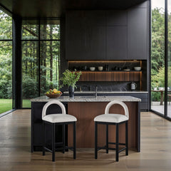 Conrad - Linen Counter Stool With Black Legs