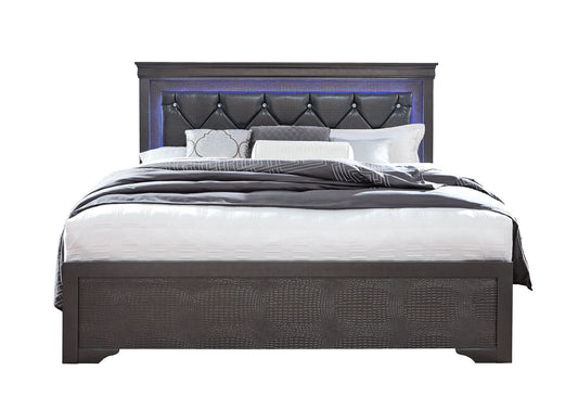 Pompei - Queen Bed With LED - Gray
