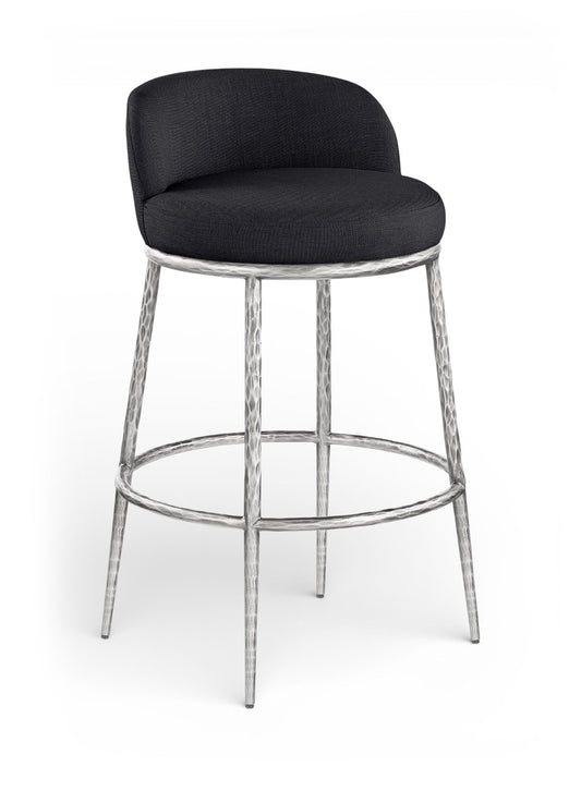 Ferro - Performance Fabric Upholstered Bar Stool - Antique Silver