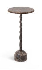 Helix - Genuine Marble Top And Aluminum Base End / Side Table - Brown / Bronze