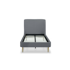 Mid-Century Modern Upholstered Bed With Curved Headboard