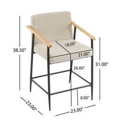 Counter Stool Set With Iron Frame - Espresso / Beige