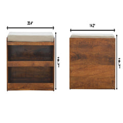 Pull Out Shoe Bench - Chestnut / Mud Linen