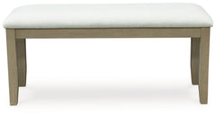 Calmoro - Large Upholstered Dining Room Bench - Off White / Gray