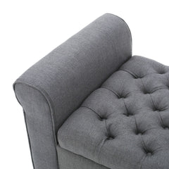 Hayes - Contemporary Armed Storage Bench With Rolled Arms And Button Tufting