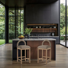 Conrad - Linen Counter Stool With Natural Legs