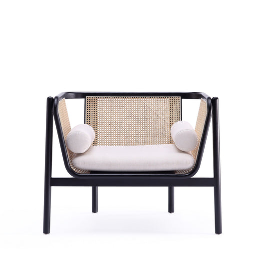 Versailles - Accent Armchair With Rattan Frame - Cream