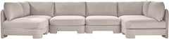 Hammond - Velvet Performance Fabric Upholstered 6 Piece U-Shaped Armless Sectional