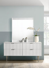 Modernist - Mirror With Stainless Steel Base - White