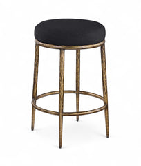 Ferro - Upholstered Backless Counter Stool With Brushed Gold Base