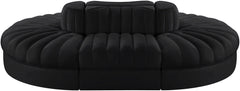 Rummi - Oval Velvet Performance Fabric Upholstered 6 Piece Modular Sectional