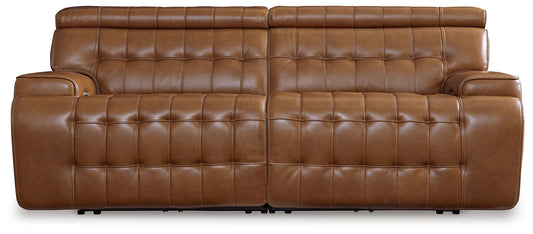 Temmpton - 2-Piece Power Reclining Sectional Loveseat - Chocolate