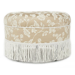 Yolanda - Floral Round Upholstered Accent Ottoman - Beige