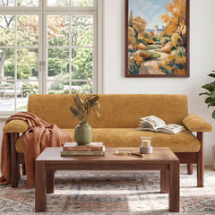 Sofa With Pillow Top Arms, Single Cushion Couch For Living Room - Yellow