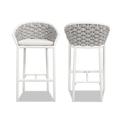 Rowan - Rope Barrel Low Back Patio Counter Stool (Set of 2) - White