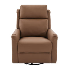 Manual Recliner, Swivel Rocking Chair With 8 Point Massage And Heating - Brown