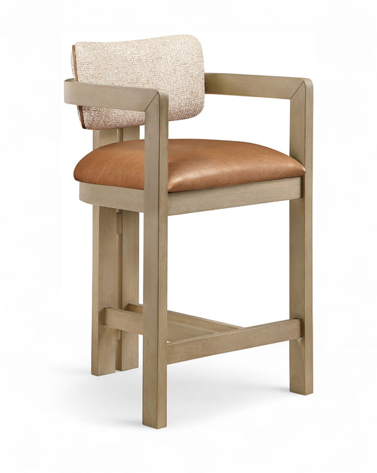 Ravina - Upholstered Counter Stool With Stained Natural Base
