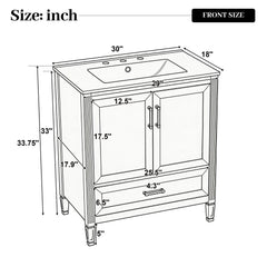 Elegant Fluted Bathroom Vanity With Sink, Soft Close Doors & Drawer