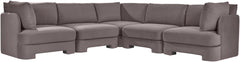 Hammond - Velvet Performance Fabric Upholstered 5 Piece Corner Sectional