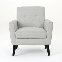 Radiantize - Upholstered Fabric Club Chair With Square-Off Back And Button Tufted - Light Gray