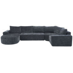 Modular Cloud Sectional Sofa Set, U-Shaped Upholstered Couch With Deep Seat