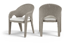 Seacrest - Olefin Water Resistant Fabric And Wicker Outdoor Patio Dining Chair