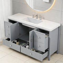 Bathroom Vanity With Separate Sink, Soft Close Doors And 4 Drawers