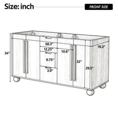 Bathroom Vanity Cabinet Only, 3 Drawers 4 Doors, Soft Close, Adjustable Shelf - Wood
