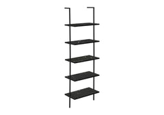Bookshelf, Bookcase, Etagere, Ladder, 5 Tier, For Office, Marble Look Contemporary & Modern - Black