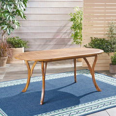 Outdoor Table With Smooth Lines, Slat Top - Teak