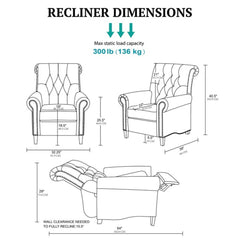 Aidan - Push Back Recliner Chair With Tufted Back And Nailhead Trim - Cream
