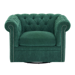Chesterfield Swivel Club Chair With 360 Degree Rotation - Dark Green