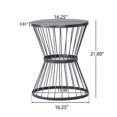 Lassen - Modern Outdoor Side Table With Hourglass Design - Matte Black