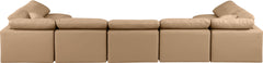 Indulge - Faux Leather 7 Piece Modular U-Shaped Sectional - Tan