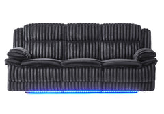 U8686 - Power Reclining Sofa With LED & Power Console Reclining Loveseat With LED & Power Recliner - Black