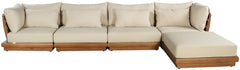Mirella - 5 Piece Water Resistant Fabric Upholstered Outdoor Patio Modular Sectional
