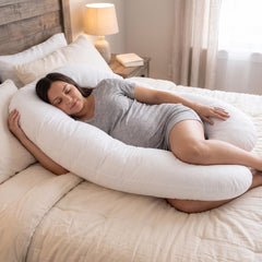 U - Shape Pregnancy Body Pillow For Side Sleeper Support - White