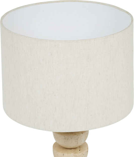 Opus - Travertine, Linen Textured Fabric And Brass Table Lamp - Travertine