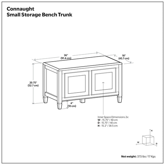 Connaught - Wide Storage Bench Trunk - Chestnut