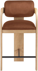Cedra - Velvet Performance Fabric Upholstered Counter Stool - Cognac