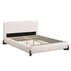 Queen Size Elegant Terry Upholstered Bed - White