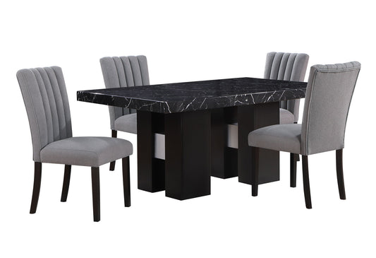5 Piece Dining Room Set (D03 Dining Table And 4 D8685 Dining Chairs) - Gray / Black