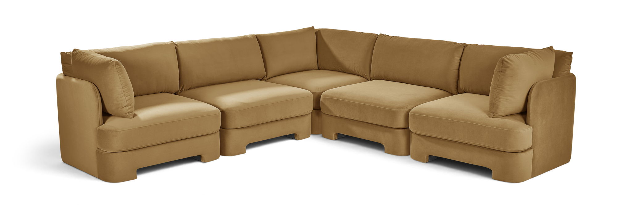 Hammond - Velvet Performance Fabric Upholstered 5 Piece Corner Sectional