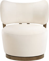 Elara - Velvet Upholstered Swivel Accent Chair - Stained Brown