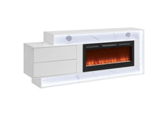 Kira - 87" Entertainment Unit With Bluetooth Speaker And LED - White
